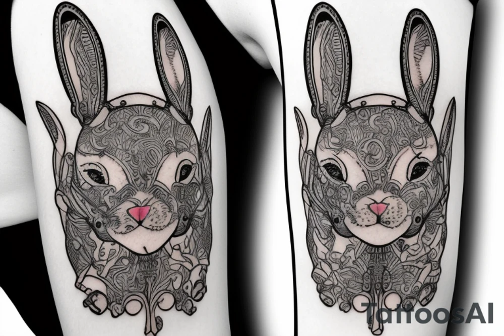 A female bunny with a rifle tattoo idea