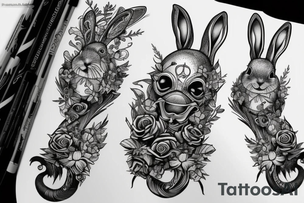 A bunny with a rifle tattoo idea