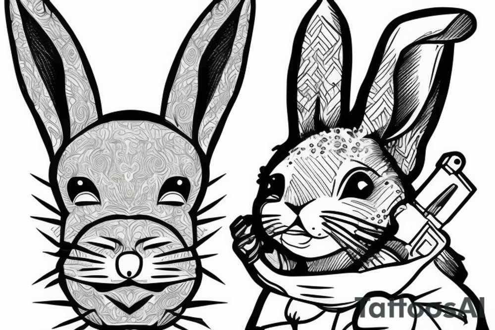 Bunny with an army rifle tattoo idea