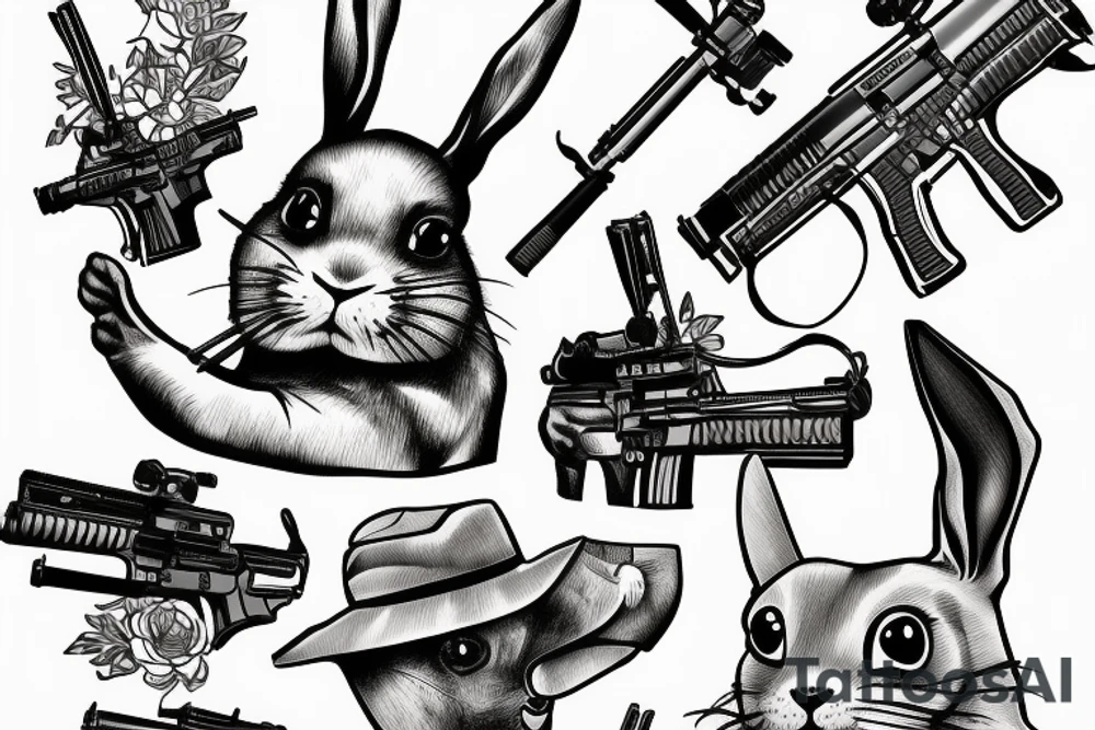Bunny with an army rifle tattoo idea