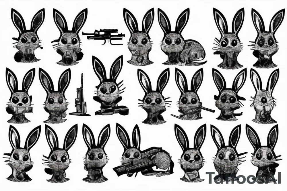Bunny with an army rifle tattoo idea