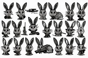 Bunny with an army rifle tattoo idea