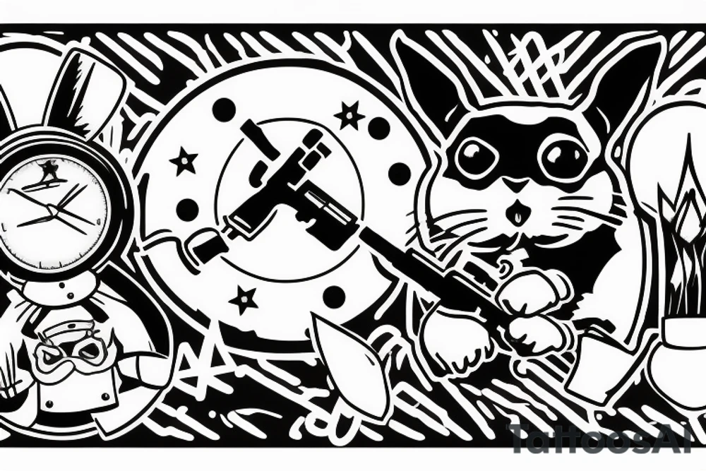 Bunny with an army rifle tattoo idea