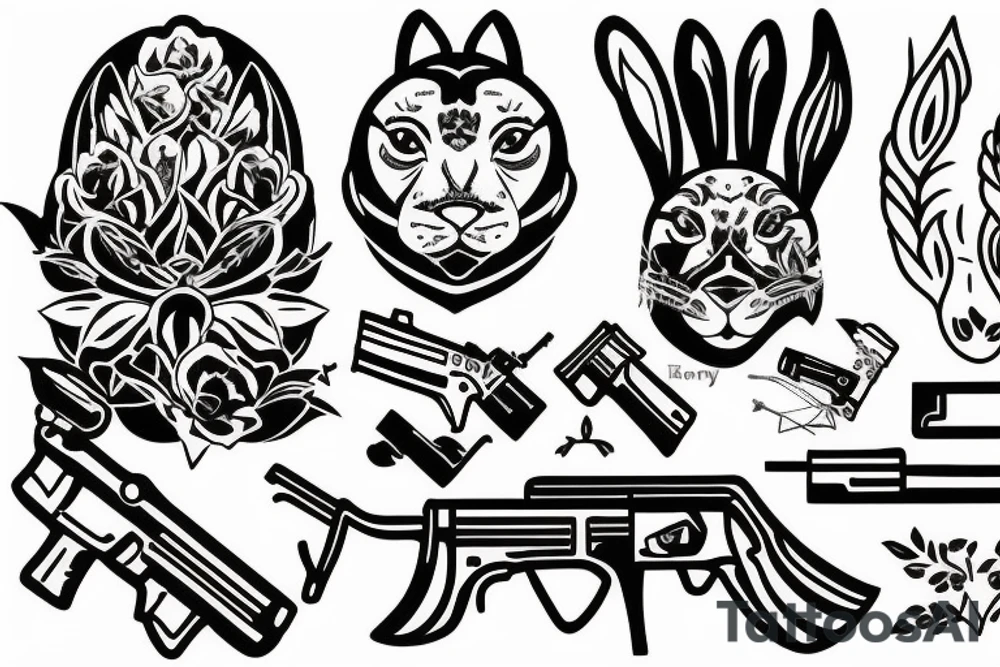 Bunny with an army rifle tattoo idea