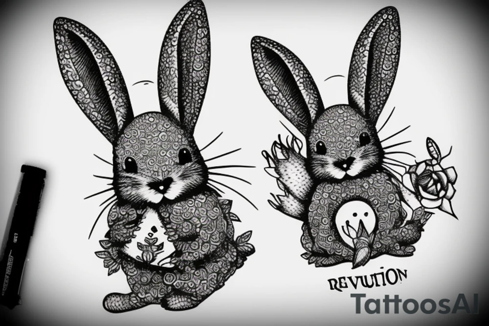 A crazy bunny starting a revolution tattoo idea