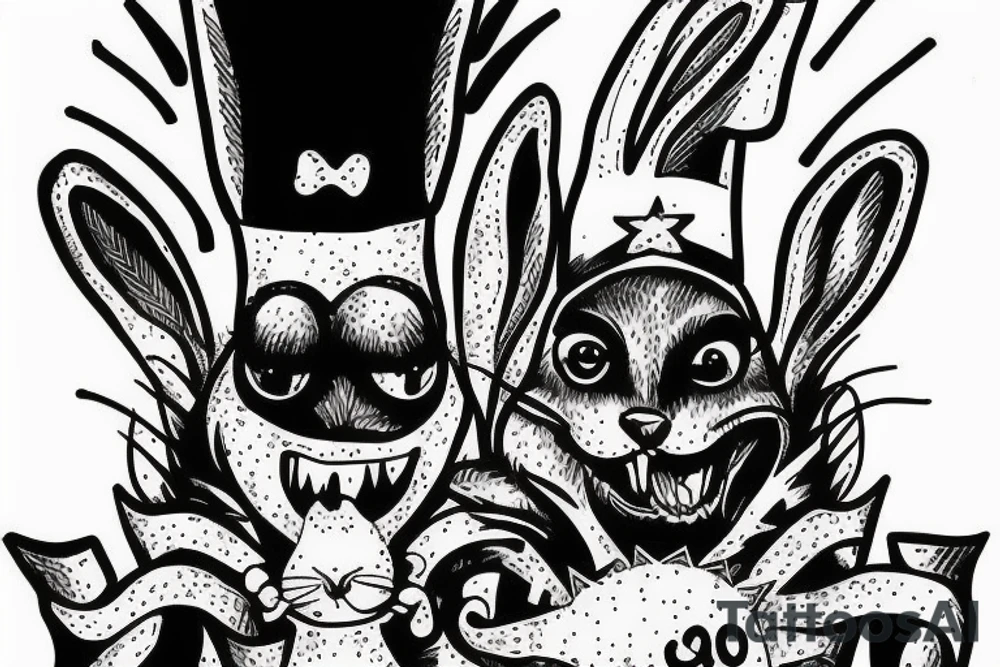 A crazy bunny starting a revolution tattoo idea