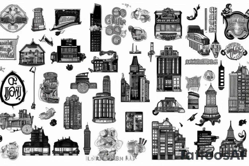 Jorburg city buildings tattoo idea