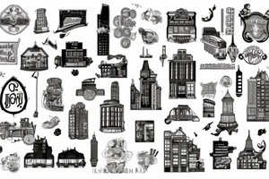 Jorburg city buildings tattoo idea