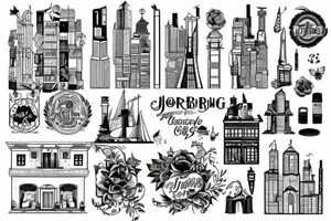 Jorburg city buildings tattoo idea