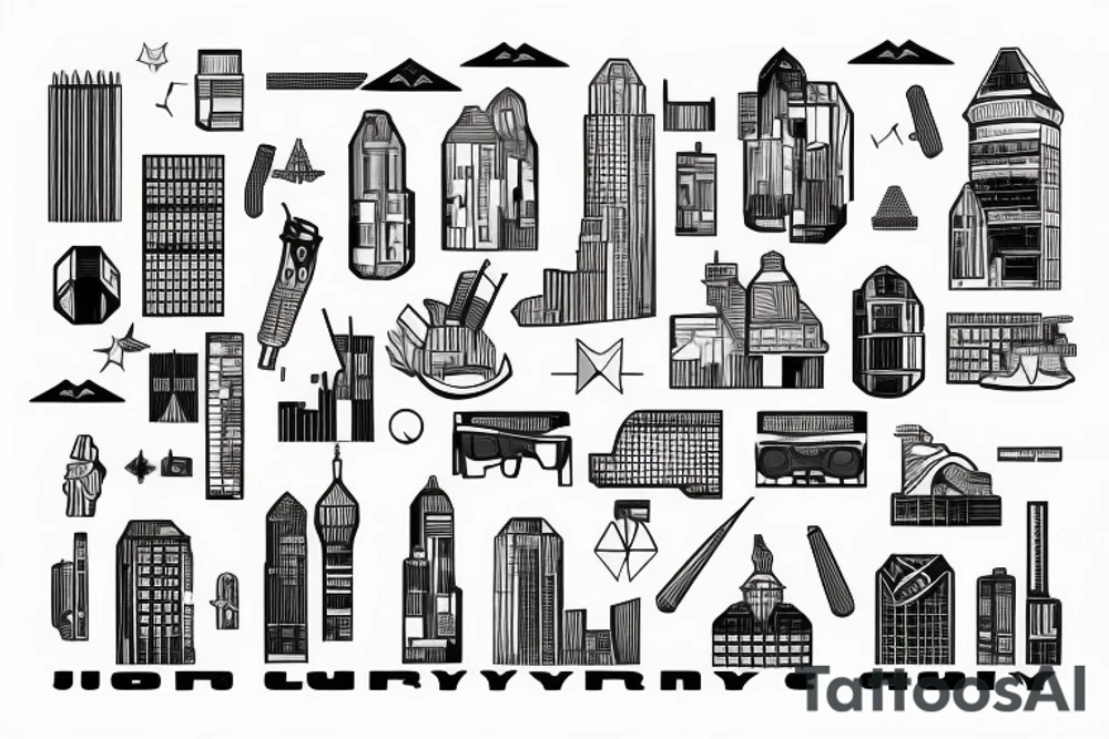 Jorburg city buildings tattoo idea