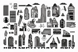 Jorburg city buildings tattoo idea