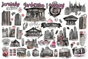 Jorburg city buildings tattoo idea