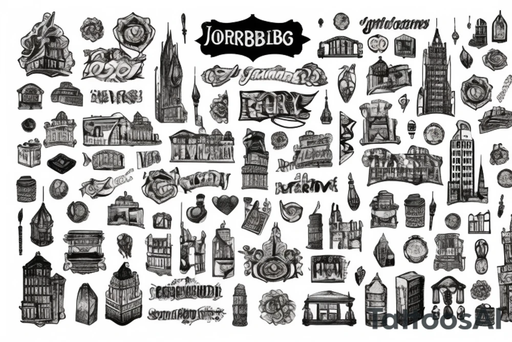 Jorburg city buildings tattoo idea