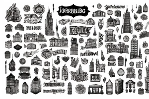 Jorburg city buildings tattoo idea