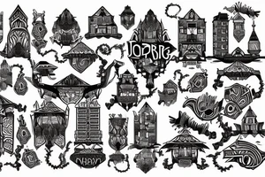 Jorburg city buildings tattoo idea