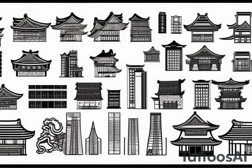 Jorburg city buildings tattoo idea