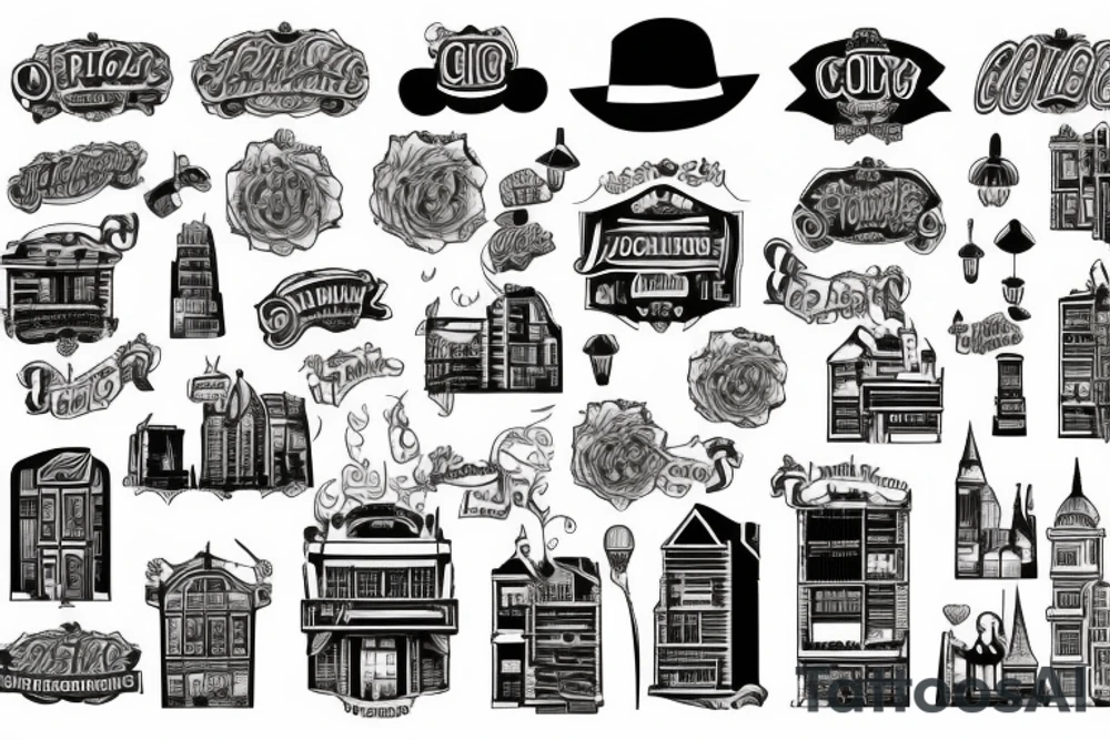 Jorburg city buildings tattoo idea