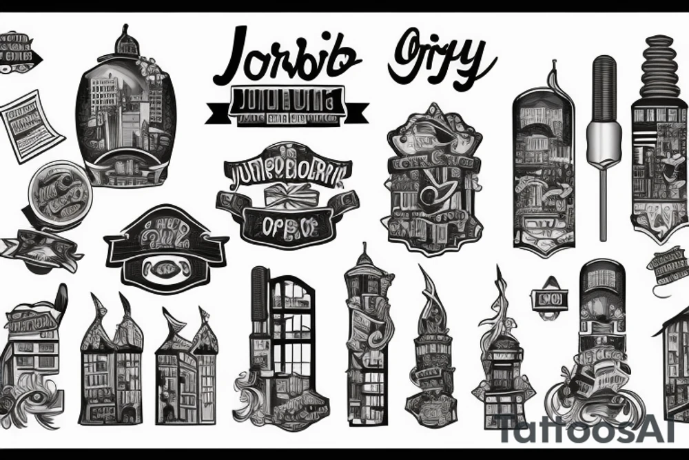 Jorburg city buildings tattoo idea