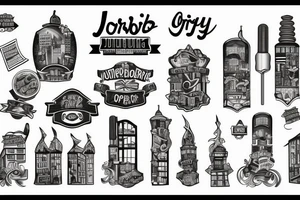 Jorburg city buildings tattoo idea