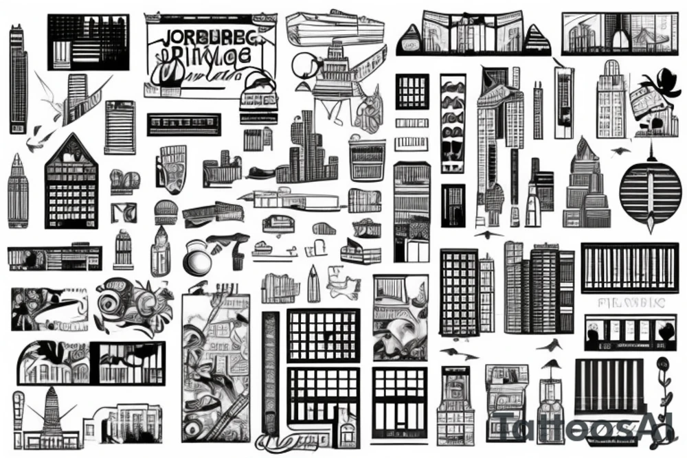 Jorburg city buildings tattoo idea