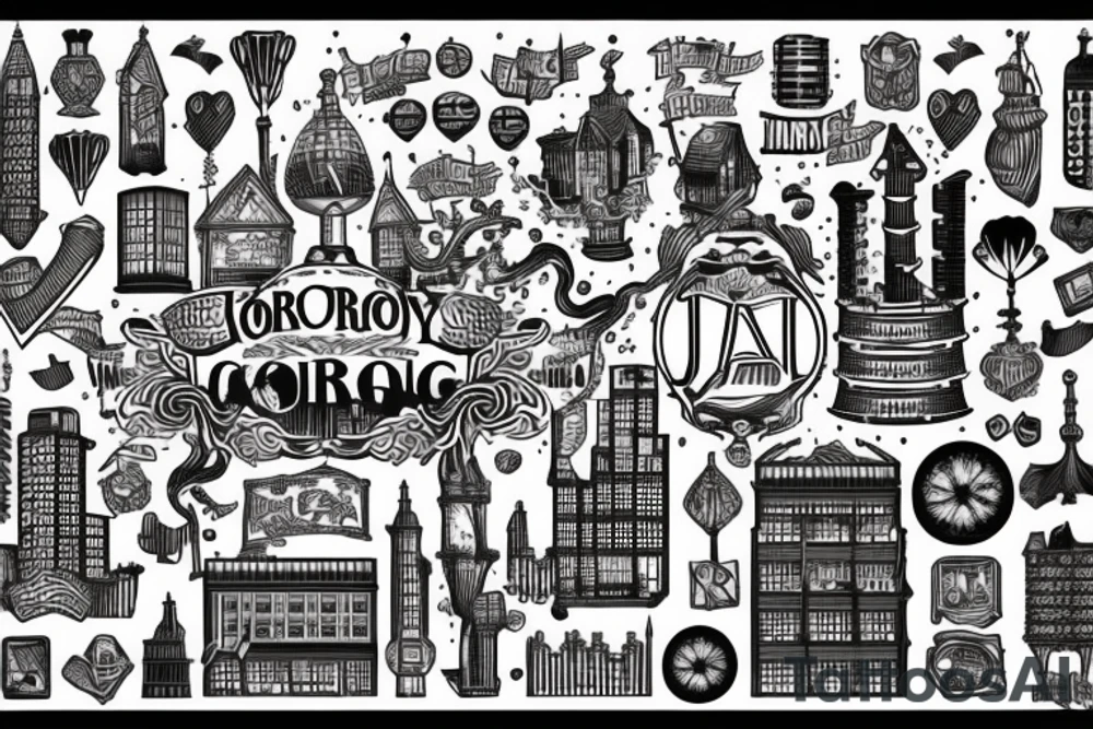 Jorburg city buildings tattoo idea