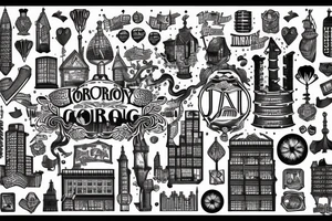 Jorburg city buildings tattoo idea