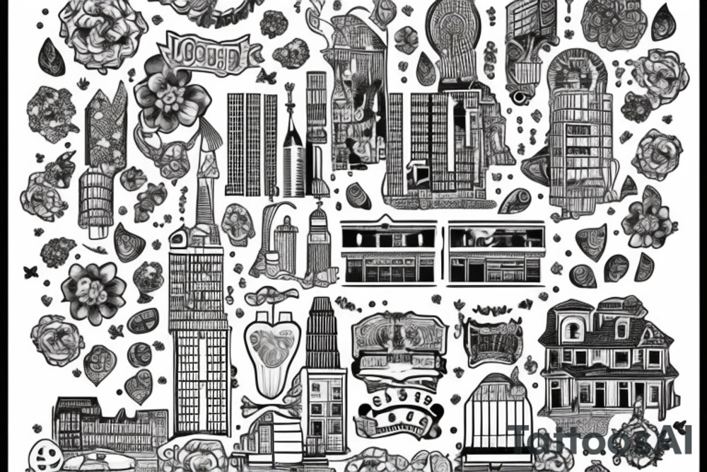 Jorburg city buildings tattoo idea