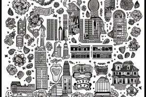 Jorburg city buildings tattoo idea