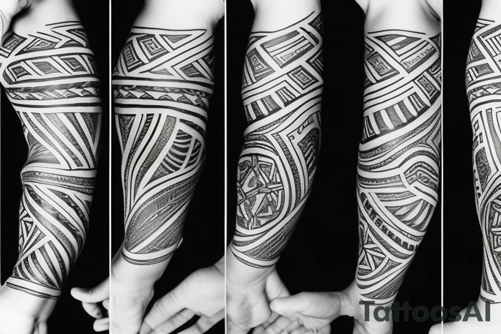 tribal nordic arm sleeve tattoo idea