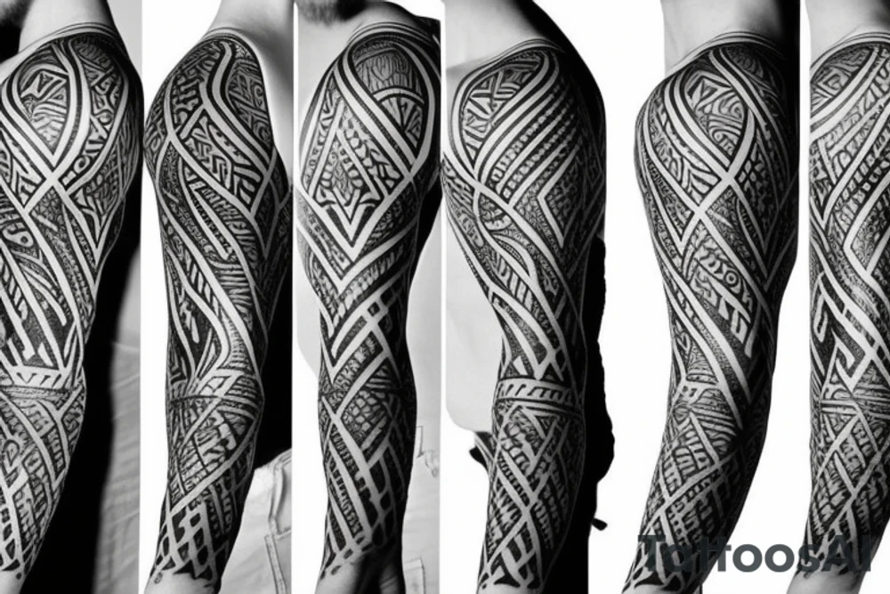 tribal nordic arm sleeve tattoo idea