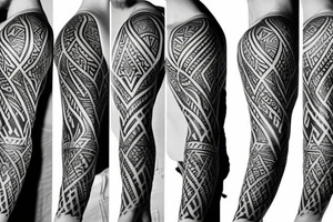 tribal nordic arm sleeve tattoo idea