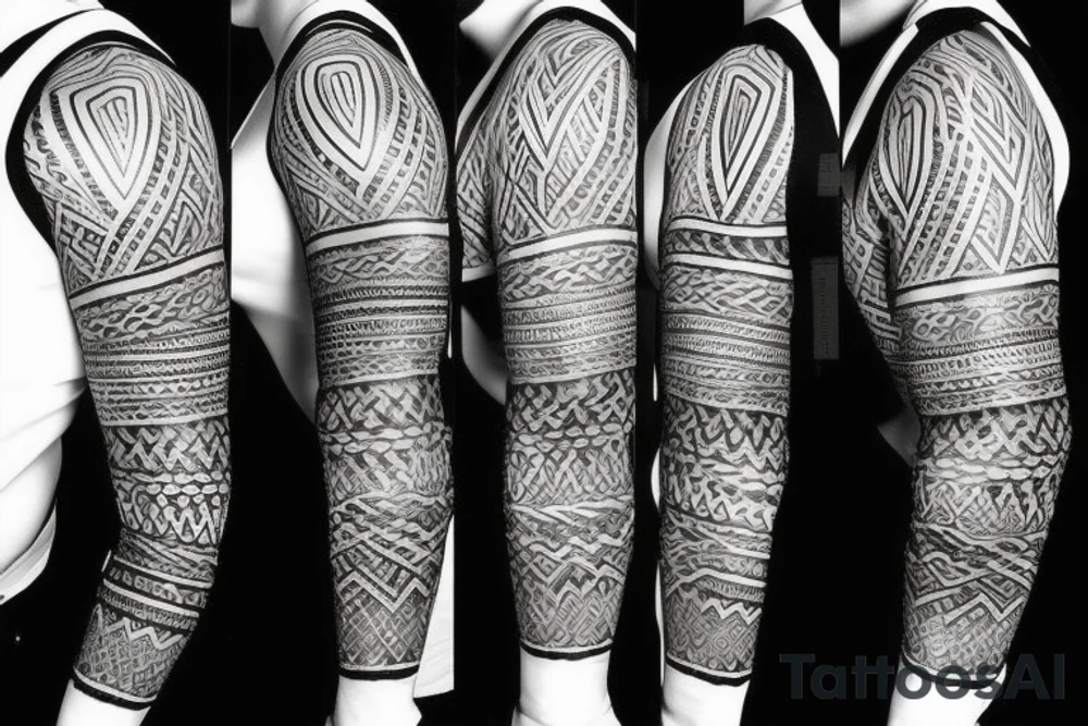 tribal nordic arm sleeve tattoo idea
