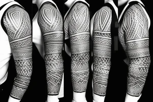 tribal nordic arm sleeve tattoo idea