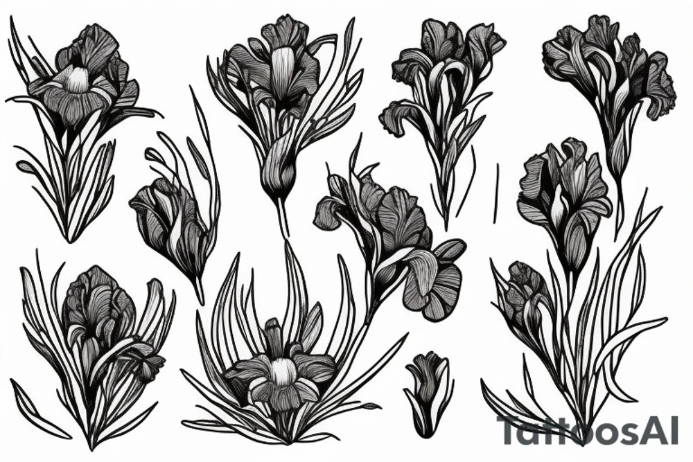open book with aster flowers and iris growing out of the pages tattoo idea