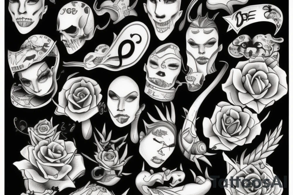 A phrase with drawings around tattoo idea