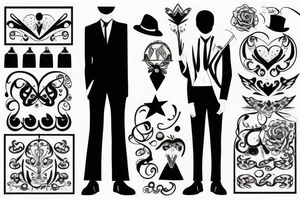 a black fancy suit with a tie tattoo idea