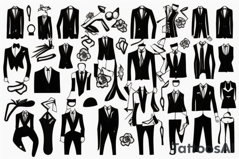a black fancy suit with a tie tattoo idea