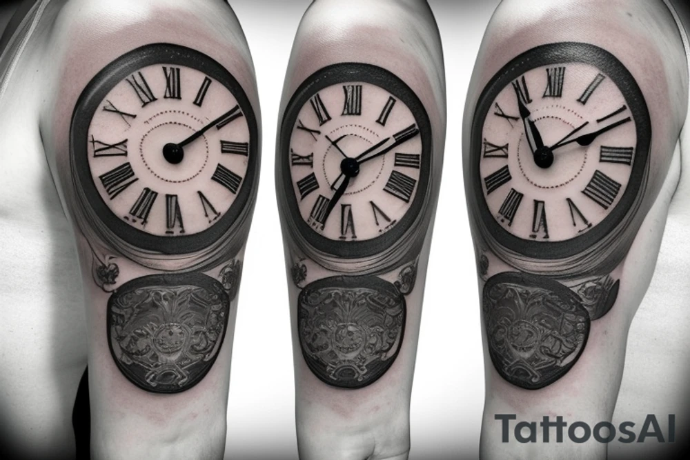 An old clock with roman numerals around it tattoo idea