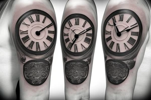 An old clock with roman numerals around it tattoo idea
