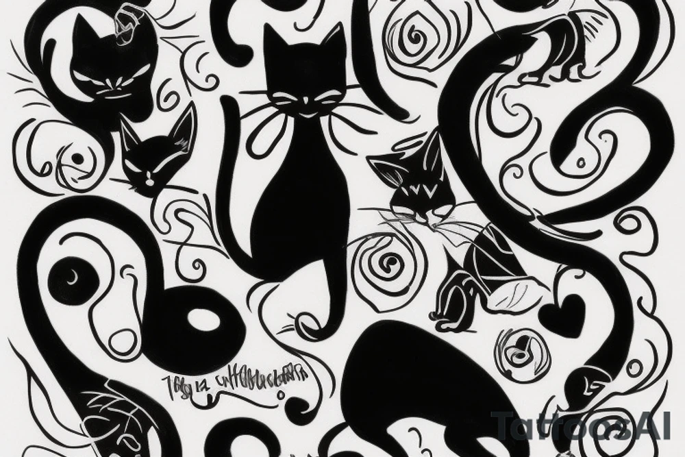 Black cat tattoo idea