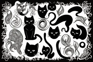 Black cat tattoo idea