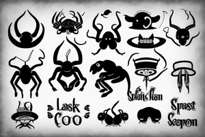 Black scorpion with funny hat tattoo idea