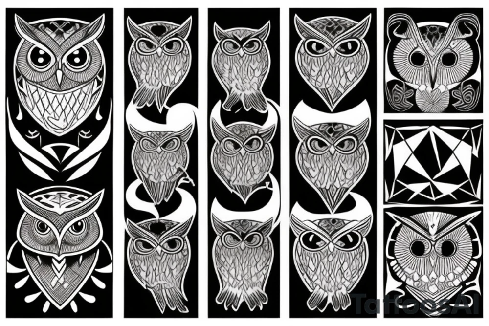 Black owl tattoo idea