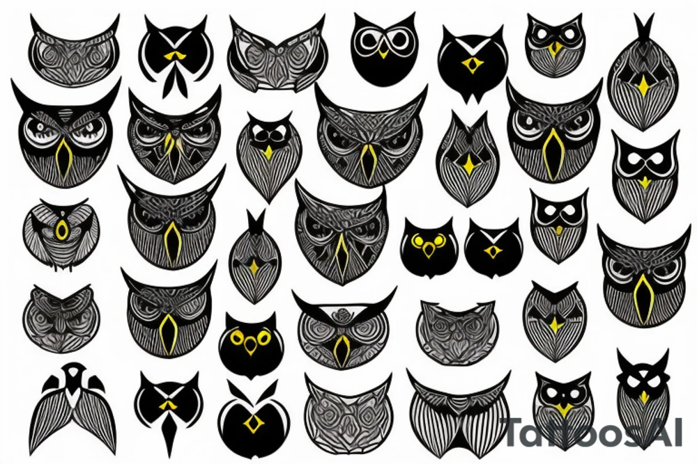 Black owl tattoo idea