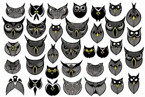 Black owl tattoo idea