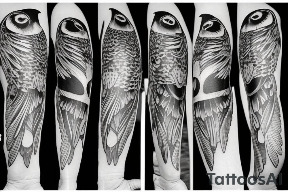 Black owl tattoo idea