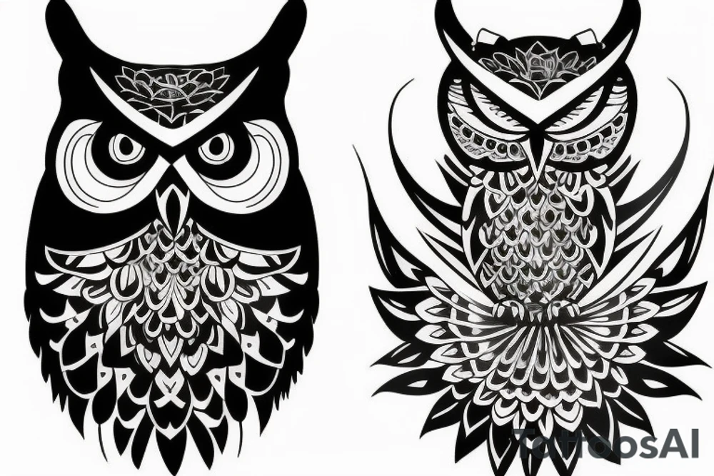 Black owl tattoo idea