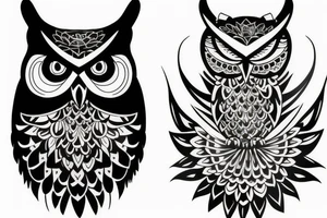 Black owl tattoo idea