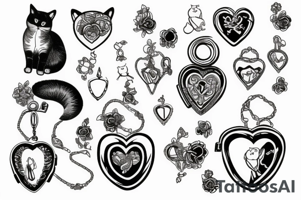 Cat in locket tattoo idea
