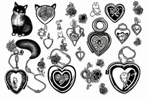 Cat in locket tattoo idea